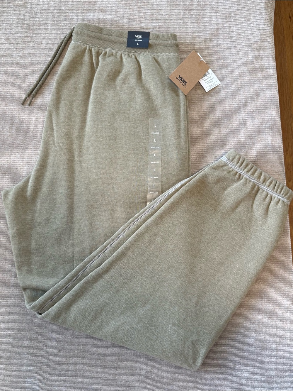Men’s Size L Vans Olive-Tone Relaxed Casual Skater Drawstring Joggers Midweight